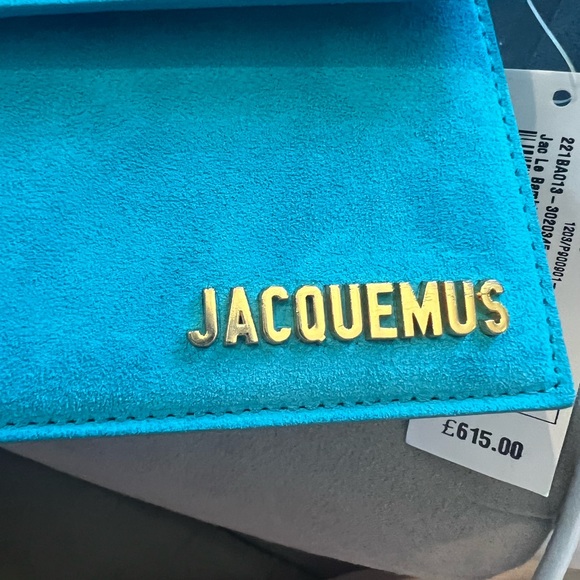 JACQUEMUS Le Bambino Long suede shoulder bag NWT DARK TURQUOISE - Picture 3 of 9